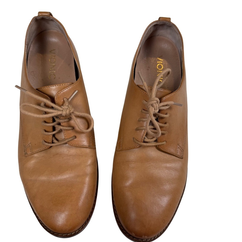 Vionic Tan Brown Leather Lace Up Oxford‎ Dress Shoes Orthotic Support Mens